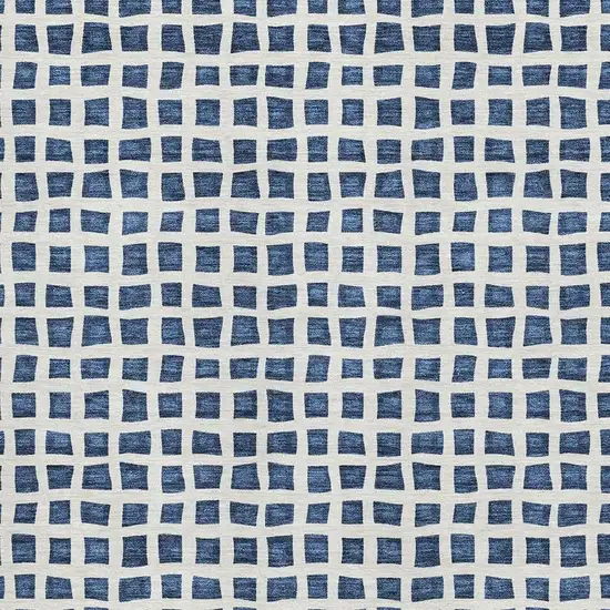 Navy Blue And Ivory Geometric Washable Area Rug With UV Protection Photo 3