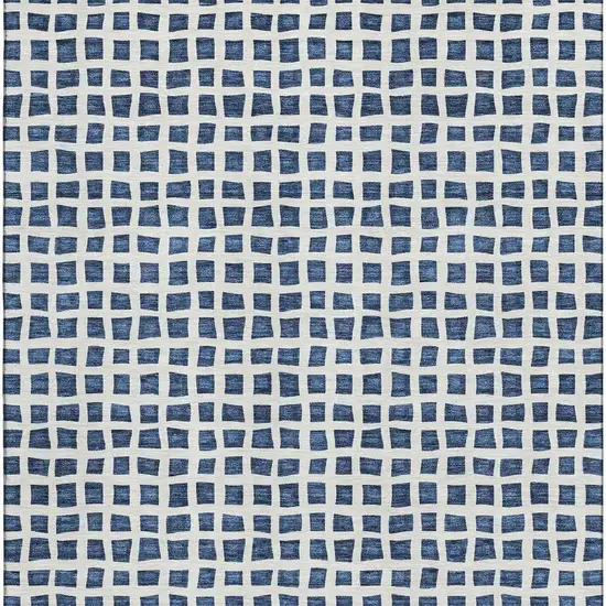 Navy Blue And Ivory Geometric Washable Area Rug With UV Protection Photo 4