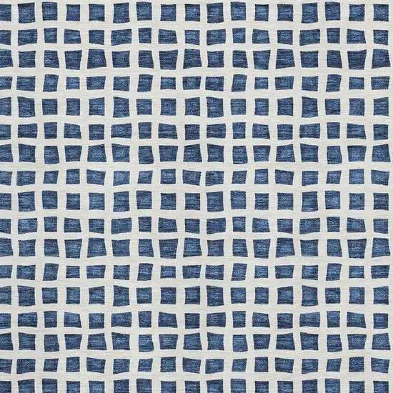 Navy Blue And Ivory Geometric Washable Area Rug With UV Protection Photo 3