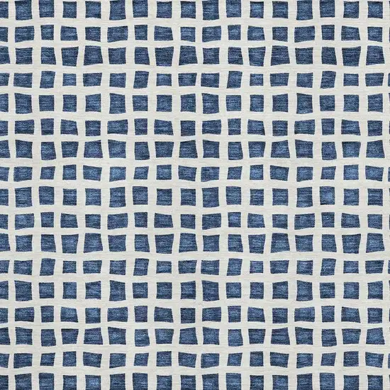 Navy Blue And Ivory Geometric Washable Area Rug With UV Protection Photo 3