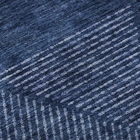 Navy Blue And Ivory Geometric Washable Area Rug With UV Protection Photo 9