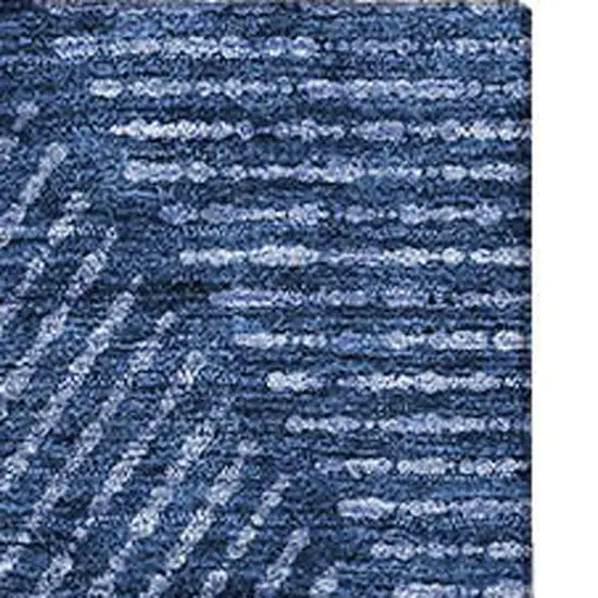 Navy Blue And Ivory Geometric Washable Area Rug With UV Protection Photo 3