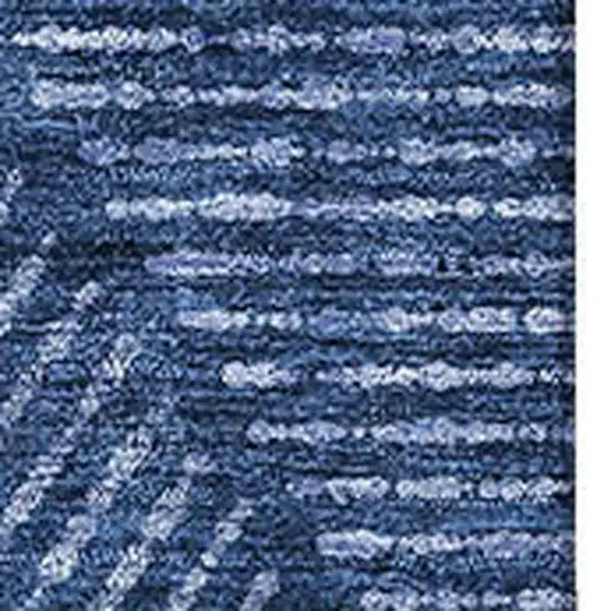 Navy Blue And Ivory Geometric Washable Area Rug With UV Protection Photo 3