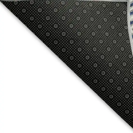 Navy Blue And Ivory Geometric Washable Area Rug With UV Protection Photo 4