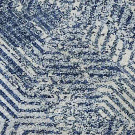 Navy Blue And Ivory Geometric Washable Area Rug With UV Protection Photo 8