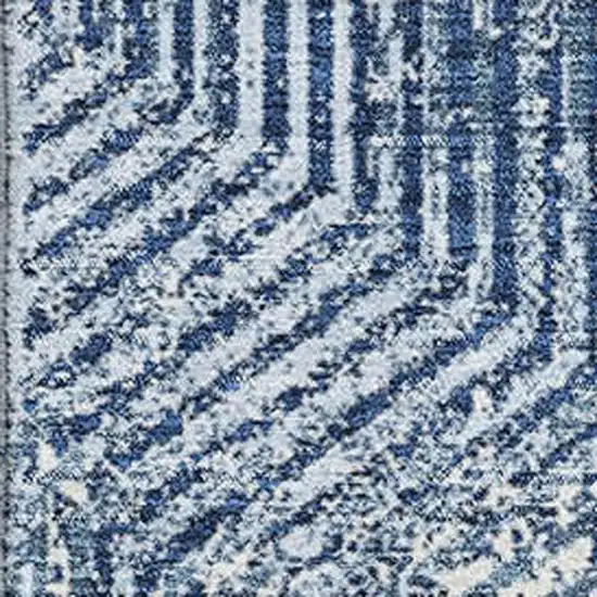 Navy Blue And Ivory Geometric Washable Area Rug With UV Protection Photo 3