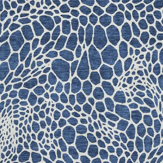 Navy Blue And Ivory Geometric Washable Area Rug With UV Protection Photo 3