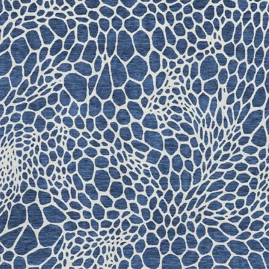 Navy Blue And Ivory Geometric Washable Area Rug With UV Protection Photo 3