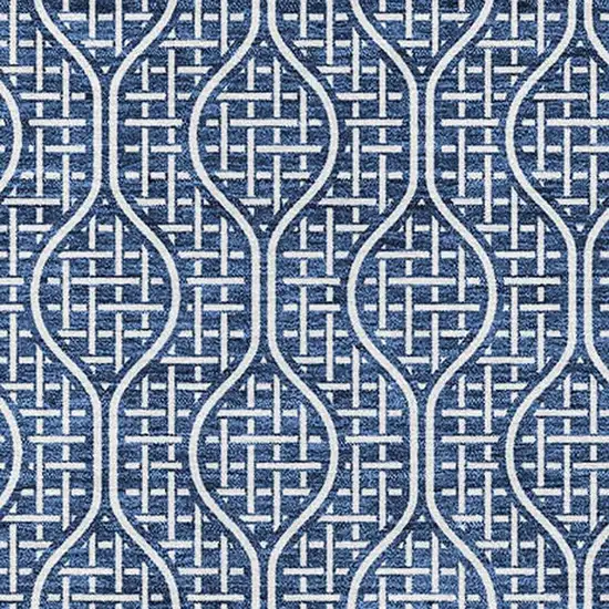 Navy Blue And Ivory Geometric Washable Area Rug With UV Protection Photo 3