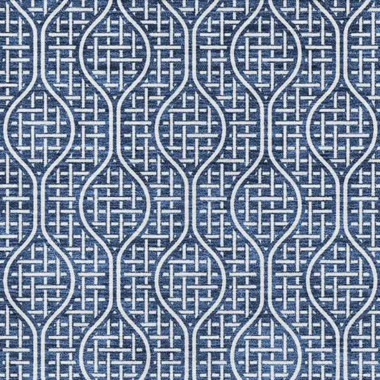 Navy Blue And Ivory Geometric Washable Area Rug With UV Protection Photo 4
