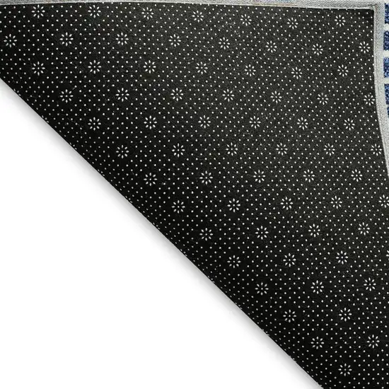 Navy Blue And Ivory Geometric Washable Area Rug With UV Protection Photo 2