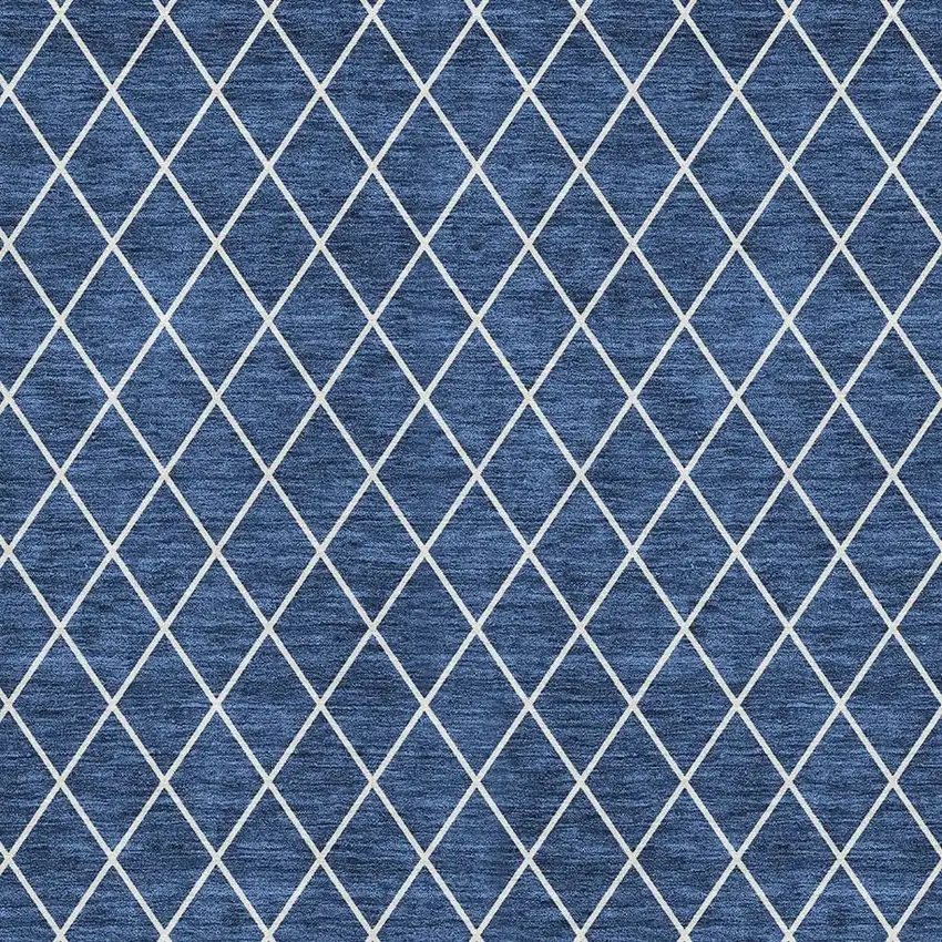 Navy Blue And Ivory Geometric Washable Area Rug With UV Protection Photo 2