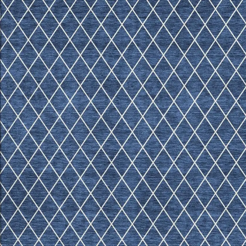 Navy Blue And Ivory Geometric Washable Area Rug With UV Protection Photo 2