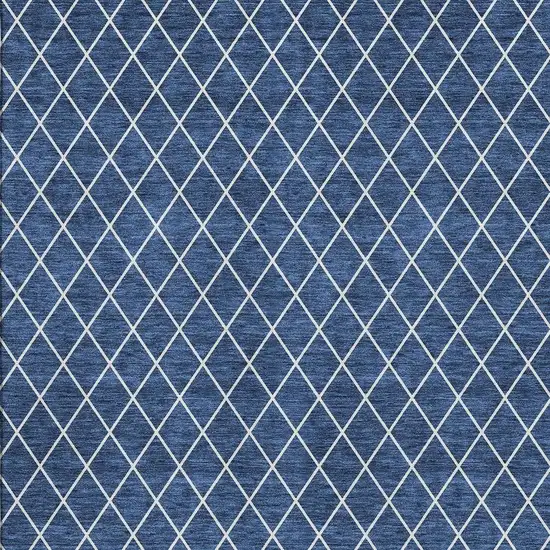 Navy Blue And Ivory Geometric Washable Area Rug With UV Protection Photo 2