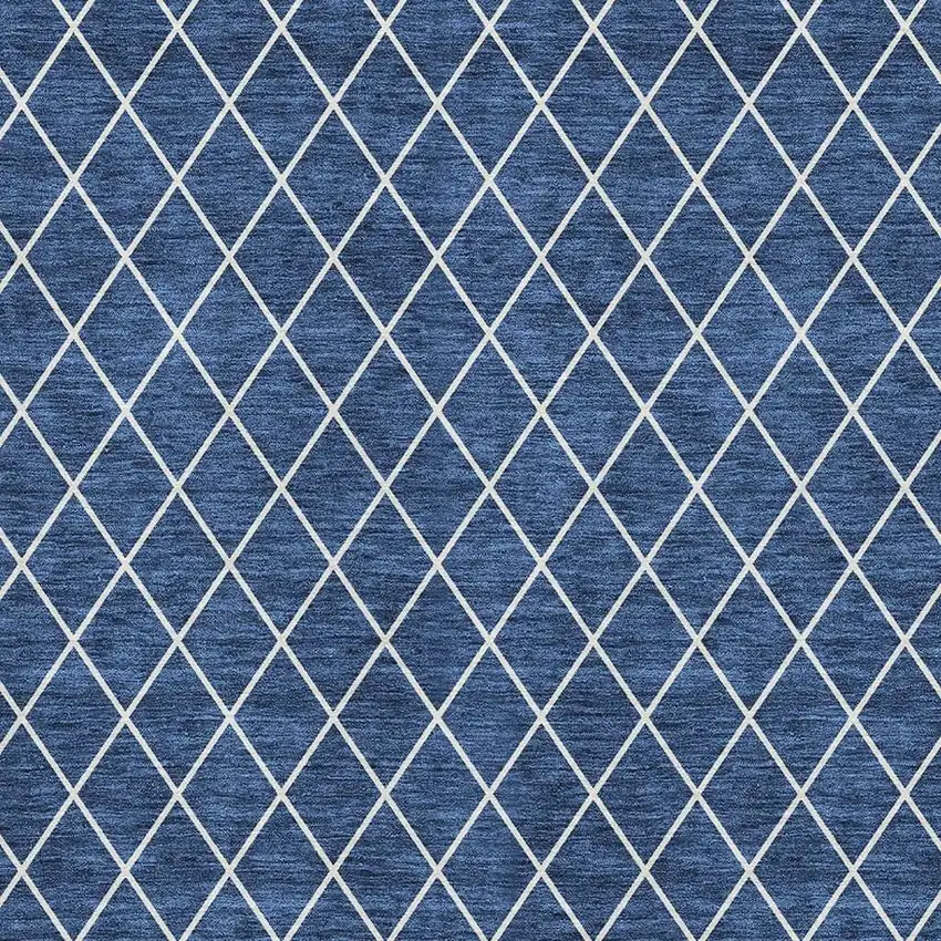 Navy Blue And Ivory Geometric Washable Area Rug With UV Protection Photo 2