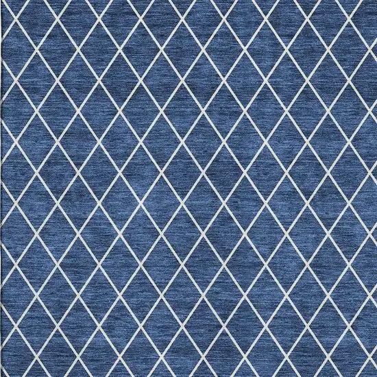 Navy Blue And Ivory Geometric Washable Area Rug With UV Protection Photo 2