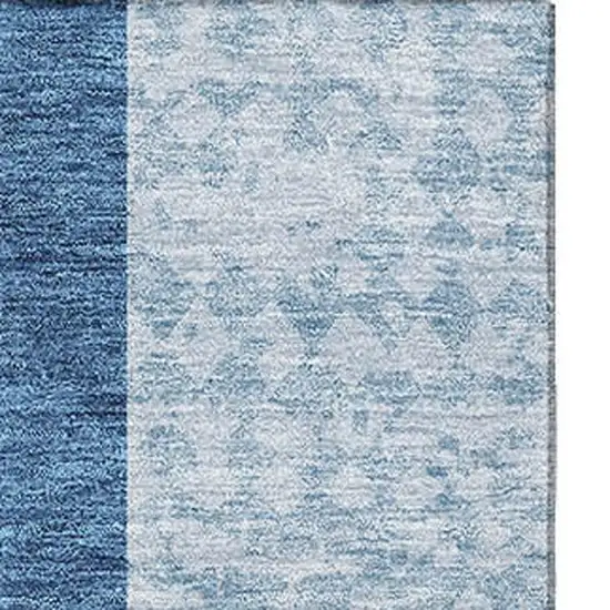 Navy Blue And Ivory Geometric Washable Area Rug With UV Protection Photo 2