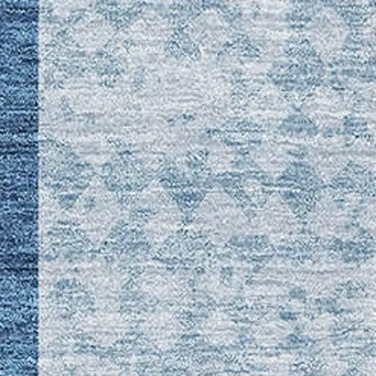 Navy Blue And Ivory Geometric Washable Area Rug With UV Protection Photo 2