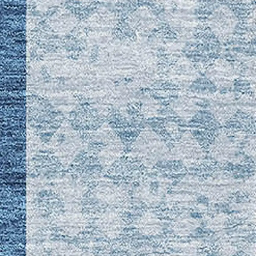 Navy Blue And Ivory Geometric Washable Area Rug With UV Protection Photo 2