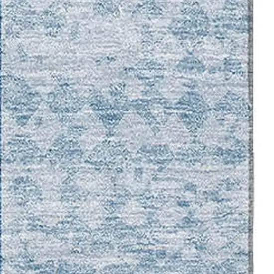 Navy Blue And Ivory Geometric Washable Area Rug With UV Protection Photo 2