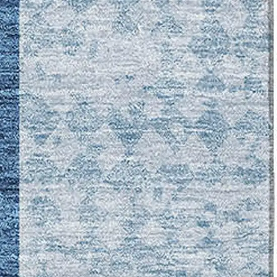 Navy Blue And Ivory Geometric Washable Area Rug With UV Protection Photo 2