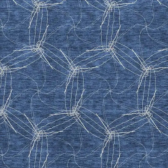 Navy Blue And Ivory Geometric Washable Area Rug With UV Protection Photo 2