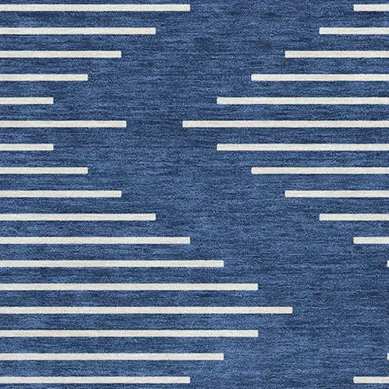 Navy Blue And Ivory Geometric Washable Area Rug With UV Protection Photo 2