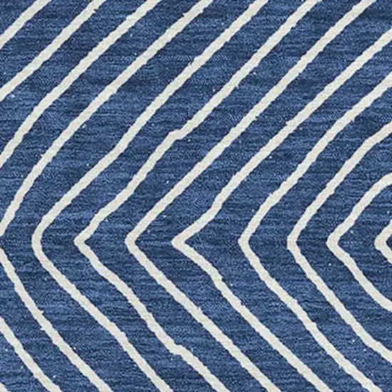 Navy Blue And Ivory Geometric Washable Area Rug With UV Protection Photo 2