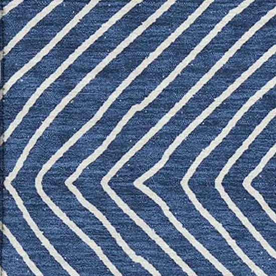Navy Blue And Ivory Geometric Washable Area Rug With UV Protection Photo 2