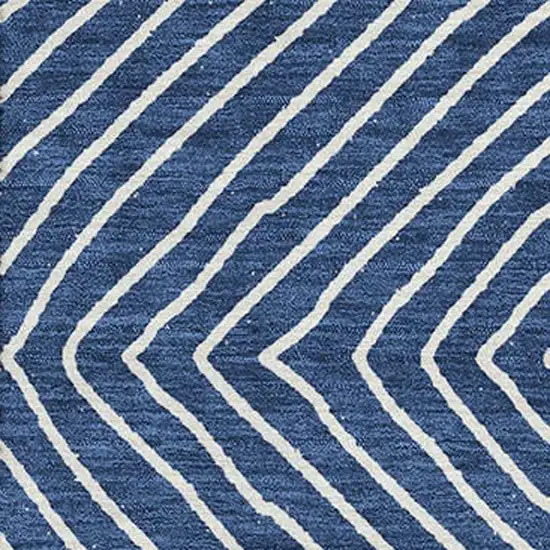 Navy Blue And Ivory Geometric Washable Area Rug With UV Protection Photo 2