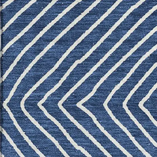Navy Blue And Ivory Geometric Washable Area Rug With UV Protection Photo 2
