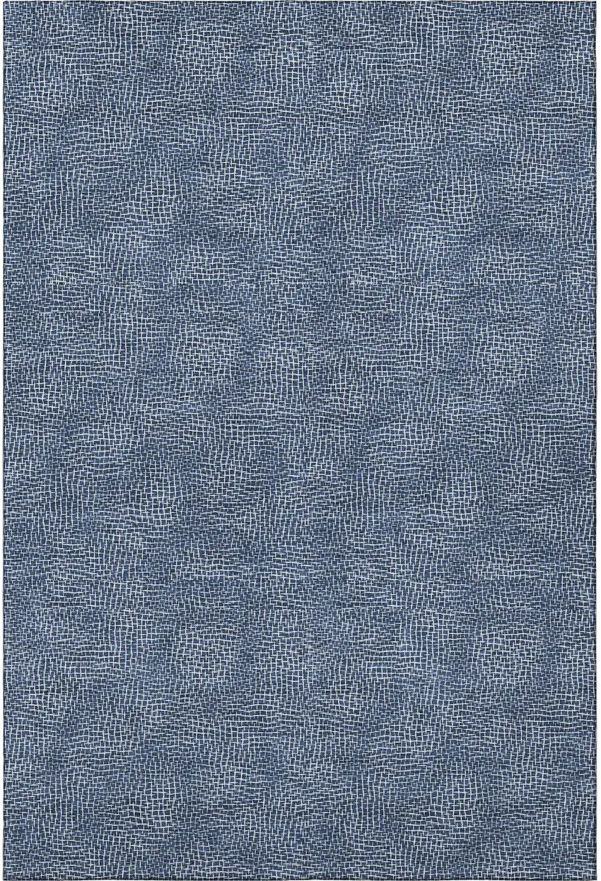 Navy Blue And Ivory Geometric Washable Area Rug With UV Protection Photo 3