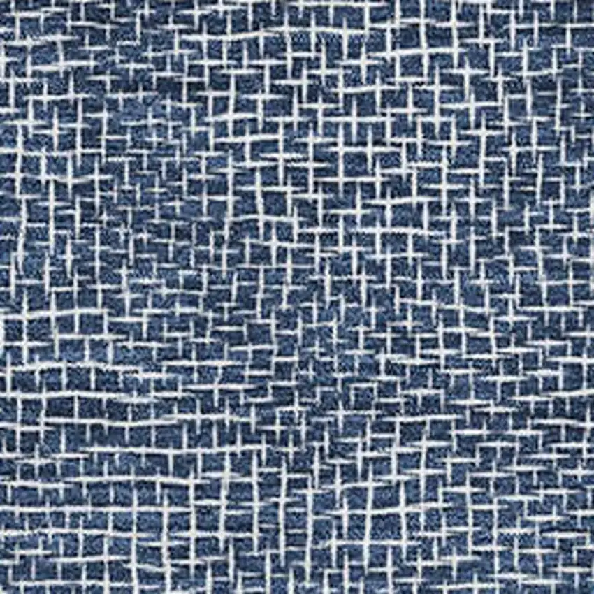 Navy Blue And Ivory Geometric Washable Area Rug With UV Protection Photo 2