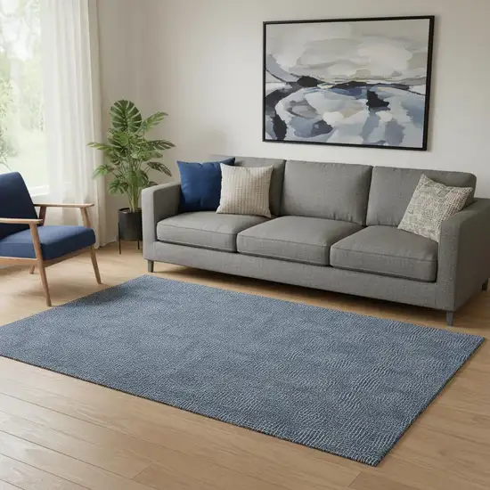 Navy Blue And Ivory Geometric Washable Area Rug With UV Protection Photo 2