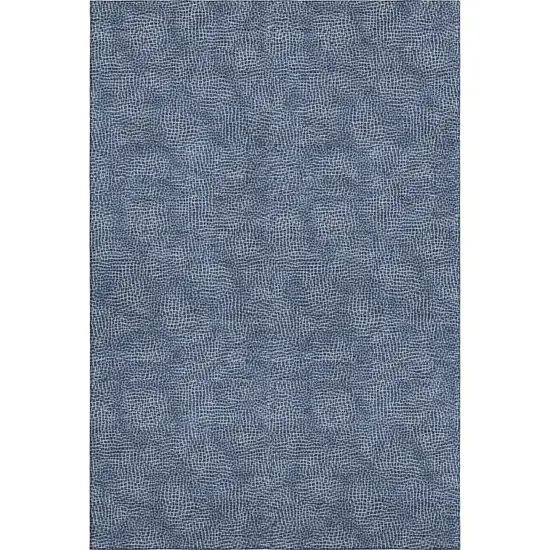 Navy Blue And Ivory Geometric Washable Area Rug With UV Protection Photo 1