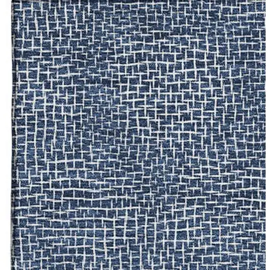 Navy Blue And Ivory Geometric Washable Area Rug With UV Protection Photo 3