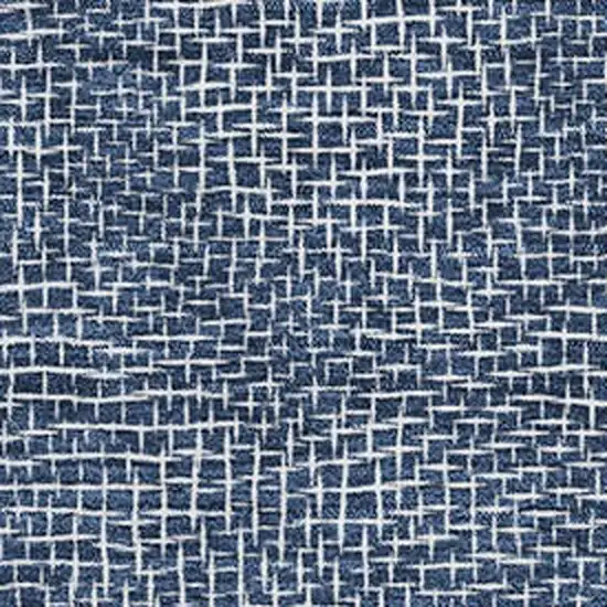 Navy Blue And Ivory Geometric Washable Area Rug With UV Protection Photo 2