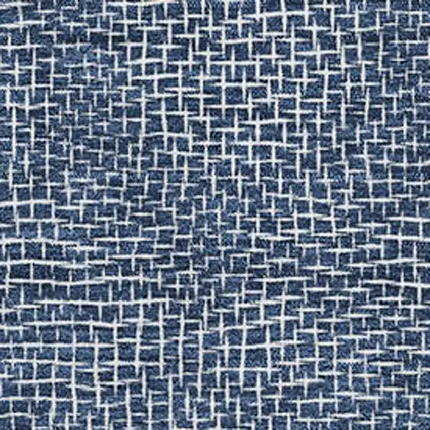 Navy Blue And Ivory Geometric Washable Area Rug With UV Protection Photo 2