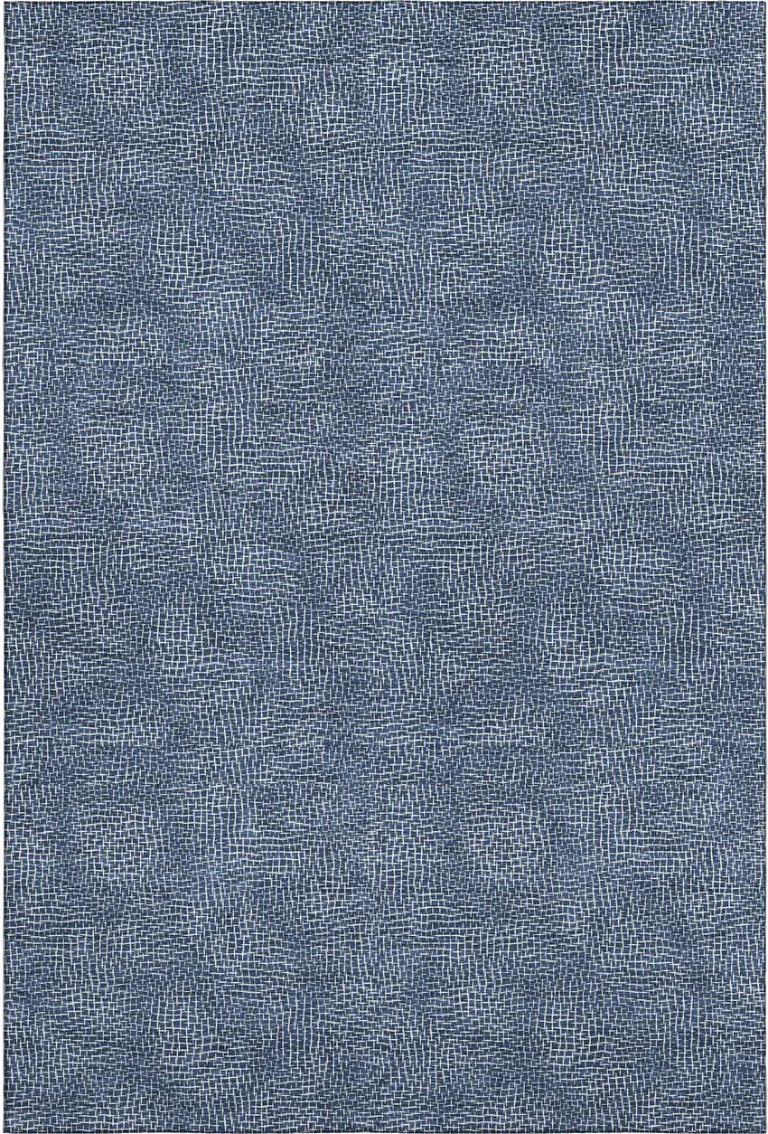 Navy Blue And Ivory Geometric Washable Area Rug With UV Protection Photo 1