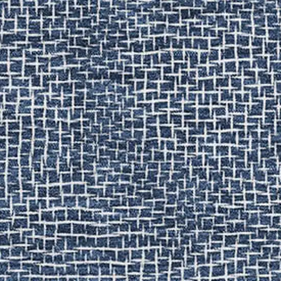 Navy Blue And Ivory Geometric Washable Area Rug With UV Protection Photo 2