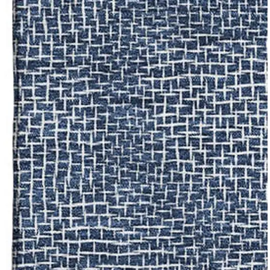 Navy Blue And Ivory Geometric Washable Area Rug With UV Protection Photo 2