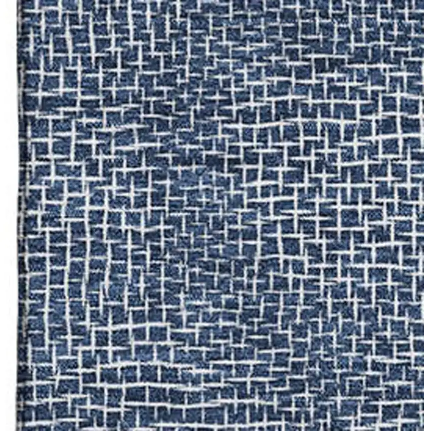 Navy Blue And Ivory Geometric Washable Area Rug With UV Protection Photo 2