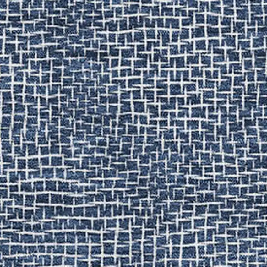 Navy Blue And Ivory Geometric Washable Area Rug With UV Protection Photo 2