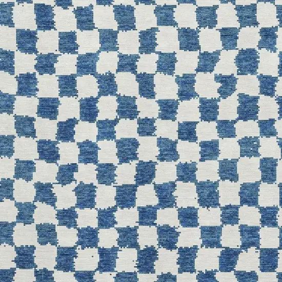 Navy Blue And Ivory Geometric Washable Area Rug With UV Protection Photo 3