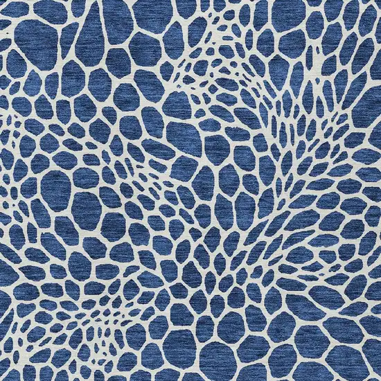 Navy Blue And Ivory Geometric Washable Indoor Outdoor Area Rug Photo 7