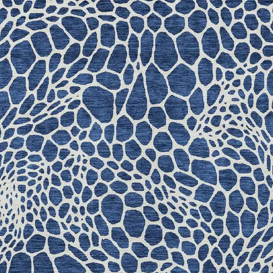 Navy Blue And Ivory Geometric Washable Indoor Outdoor Area Rug Photo 7