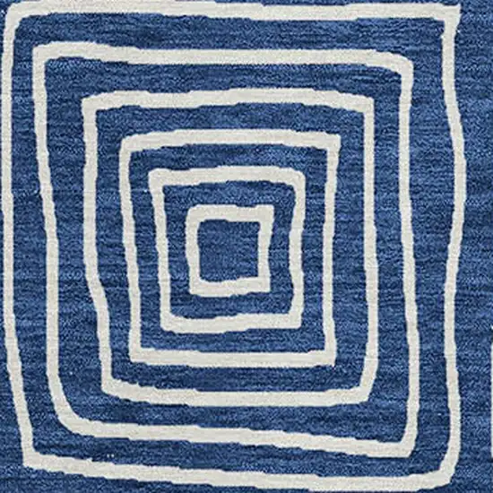 Navy Blue And Ivory Geometric Washable Indoor Outdoor Area Rug Photo 6