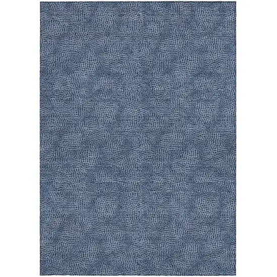 Navy Blue And Ivory Geometric Washable Indoor Outdoor Area Rug Photo 6