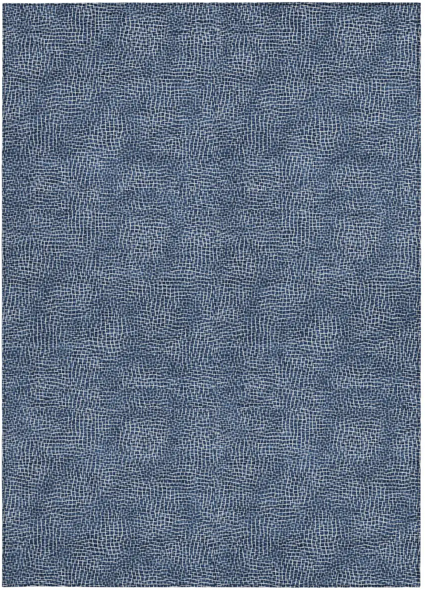 Navy Blue And Ivory Geometric Washable Indoor Outdoor Area Rug Photo 6