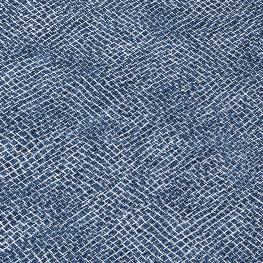 Navy Blue And Ivory Geometric Washable Indoor Outdoor Area Rug Photo 8